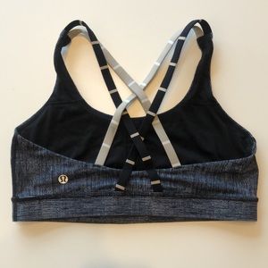 Lululemon Energy Gray Beige Black Strappy Racerback Bra 8